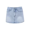 Liilou Retro Washed Denim Short Skirt Blue
