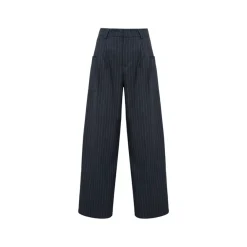 Liilou Striped High Waist Wide Leg Suit Pants Dark Grey