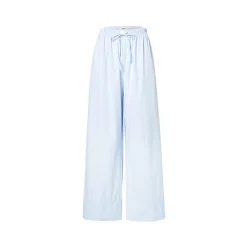 Liilou Vertical Striped Wide-Leg Casual Pants Blue