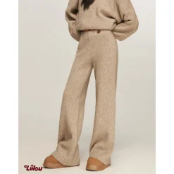 Liilou Vintage Cozy Knit Pants Oat
