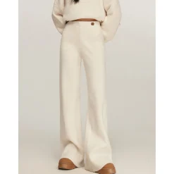 Liilou Vintage Cozy Knit Pants Cream