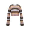 Liilou Vintage Rainbow Colour Blocked L/S Knit Top