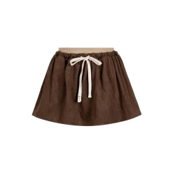 Liilou Vintage Suede Contrast Color Waist Bud Skirt
