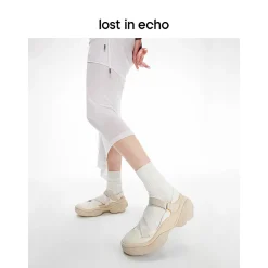Lost In Echo Asymmetric Thick Sole Casual Sandal Cream