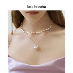 Lost In Echo Bead Chain Colored Baroque Pearl Necklace