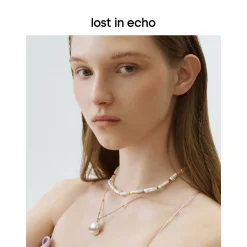 Lost In Echo Bead Chain Colored Baroque Pearl Necklace