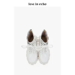 Lost In Echo Belt Platform Boots White