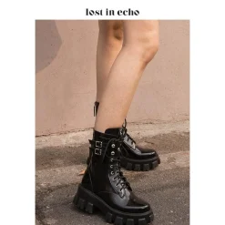Lost In Echo Belt Platform Boots Black