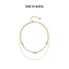 Lost In Echo Double Layer Zircon Necklace Gold