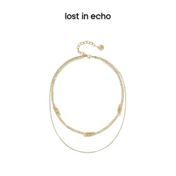 Lost In Echo Double Layer Zircon Necklace Gold
