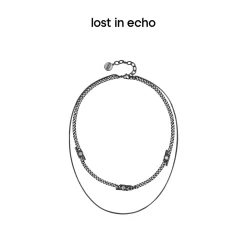 Lost In Echo Double Layer Zircon Necklace Black