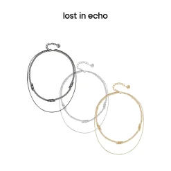 Lost In Echo Double Layer Zircon Necklace Sliver