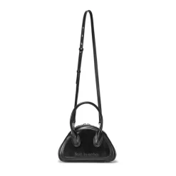 Lost In Echo Embossed Logo Leather Bowling Bag Black