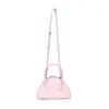 Lost In Echo Embossed Logo Leather Bowling Bag Pink