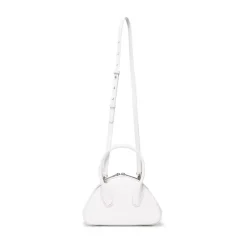 Lost In Echo Embossed Logo Leather Bowling Bag White