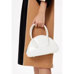 Lost In Echo Embossed Logo Leather Bowling Bag White