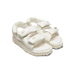 Lost In Echo Faceted Padded Double-Strap Sandal White