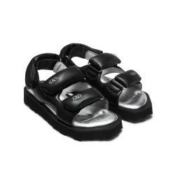 Lost In Echo Faceted Padded Double-Strap Sandal Black