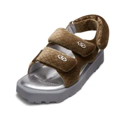 Lost In Echo Faceted Padded Double-Strap Sandal Brown
