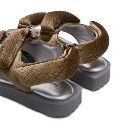Lost In Echo Faceted Padded Double-Strap Sandal Brown