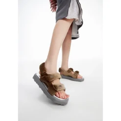 Lost In Echo Faceted Padded Double-Strap Sandal Brown
