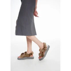 Lost In Echo Faceted Padded Double-Strap Sandal Brown
