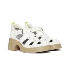 Lost In Echo Heel Leather Roman Sandals White