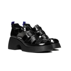 Lost In Echo Heel Leather Roman Sandals Black