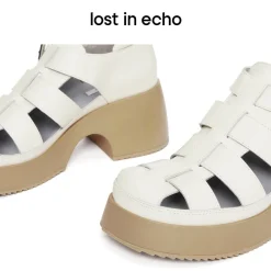 Lost In Echo Heel Leather Roman Sandals White