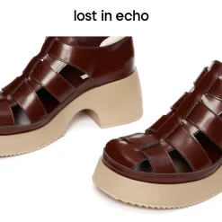 Lost In Echo Heel Leather Roman Sandals Burgundy