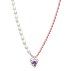 Lost In Echo Pearl Enamel Colored Necklace Pink