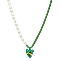 Lost In Echo Pearl Enamel Colored Necklace Green