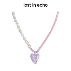 Lost In Echo Pearl Enamel Colored Necklace Purple