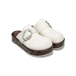 Lost In Echo Round Toe Thick Sole Mule Slipper White