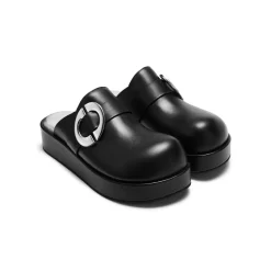Lost In Echo Round Toe Thick Sole Mule Slipper Black