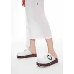 Lost In Echo Round Toe Thick Sole Mule Slipper White