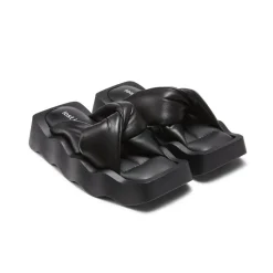Lost In Echo Square Toe Wavy Bottom Kink Slippers Black