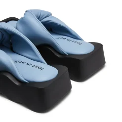 Lost In Echo Square Toe Wavy Bottom Kink Slippers Blue