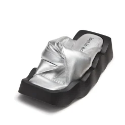 Lost In Echo Square Toe Wavy Bottom Kink Slippers Silver