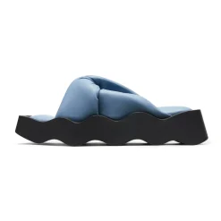 Lost In Echo Square Toe Wavy Bottom Kink Slippers Blue