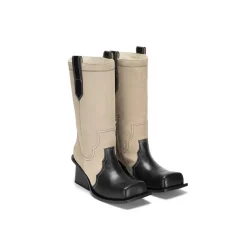 Lost In Echo Square Toe Zipper Heel Boots Sand