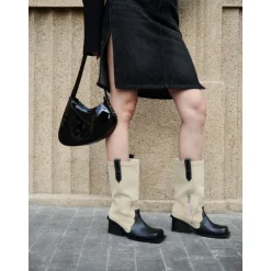 Lost In Echo Square Toe Zipper Heel Boots Sand