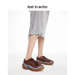 Lost In Echo Twist Upper Thick Sole Casual Retro Sneaker Brown