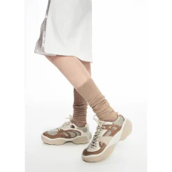 Lost In Echo Twist Upper Thick Sole Casual Retro Sneaker Khaki
