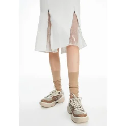 Lost In Echo Twist Upper Thick Sole Casual Retro Sneaker Khaki