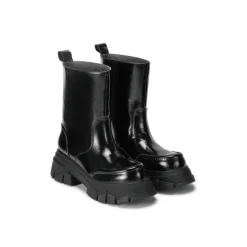 Lost In Echo Wide Heel Leather Boots Black