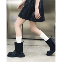 Lost In Echo Wide Heel Leather Boots Black
