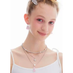 Lost In Echo Yetti Balloons Three-Layer Necklace Pink