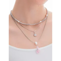 Lost In Echo Yetti Balloons Three-Layer Necklace Pink