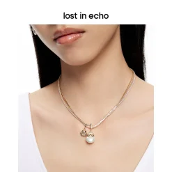 Lost In Echo Yetti Double-Layer Pearl Necklace Sliver